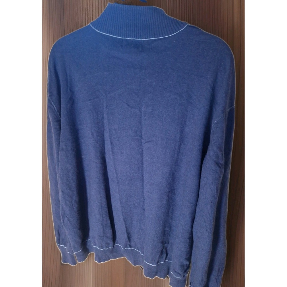 Orvis Cotton Cashmere Mens Extra Large Blue 1/4 Zip Pullover Sweater Knit 258 - Picture 3 of 3